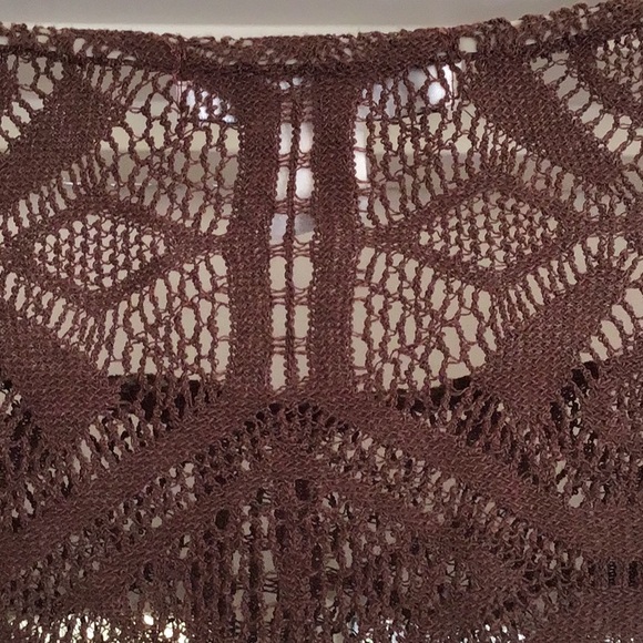 Festival Crochet Fringed Tunic Top Coverup in Chocolate Brown - Picture 1 of 8